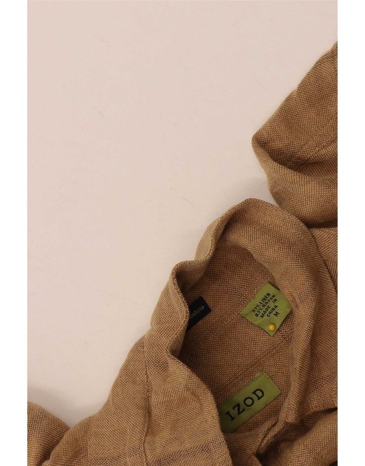 Camicia a maniche corte da uomo Izod Lino a quadri beige medio