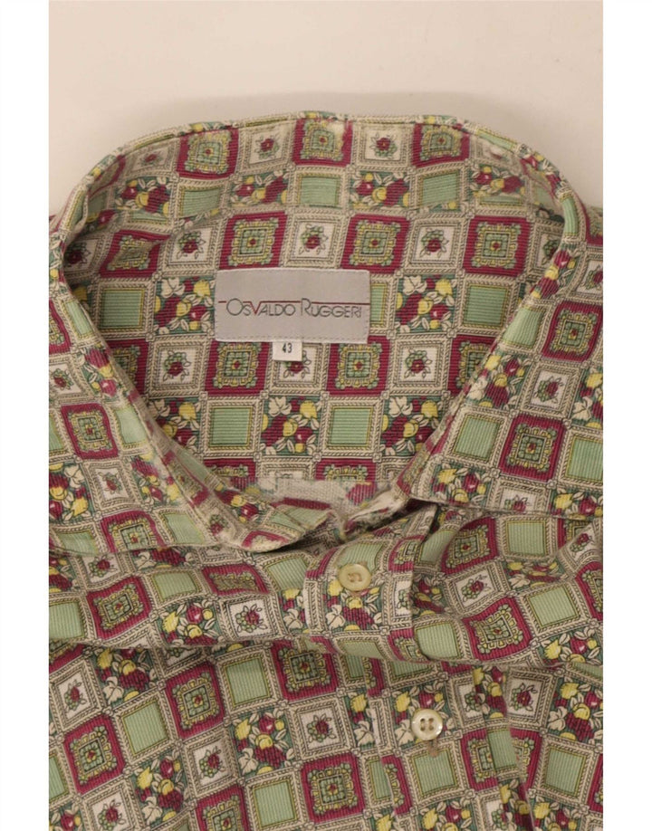 Camicia da uomo vintage taglia 43 grande geometrica multicolore