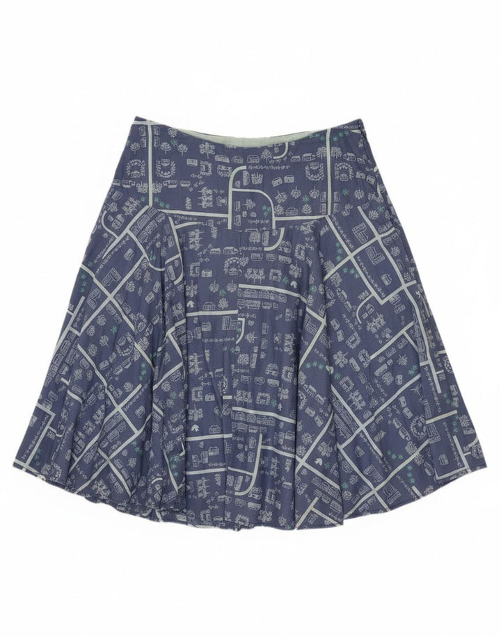 Gonna a trapezio grafica da donna di White Stuff UK 12 media W30 cotone blu