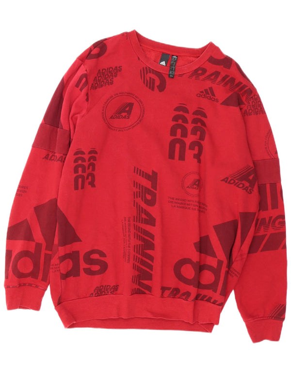 Felpa grafica da uomo Adidas Jumper XL rosso cotone