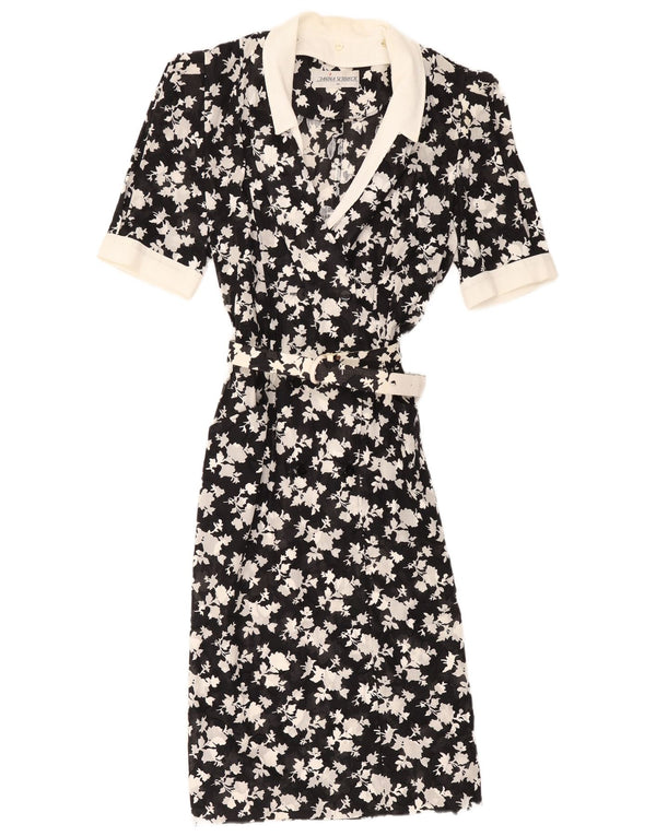 Abito chemisier a maniche corte da donna Janina Schreck EU 38 medio nero floreale