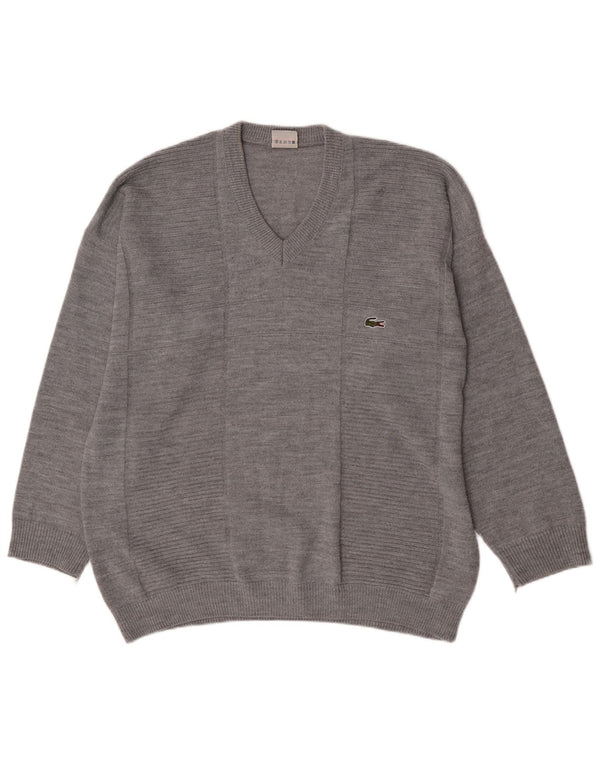 Maglione maglione con scollo a V da uomo Lacoste 2XL cotone grigio