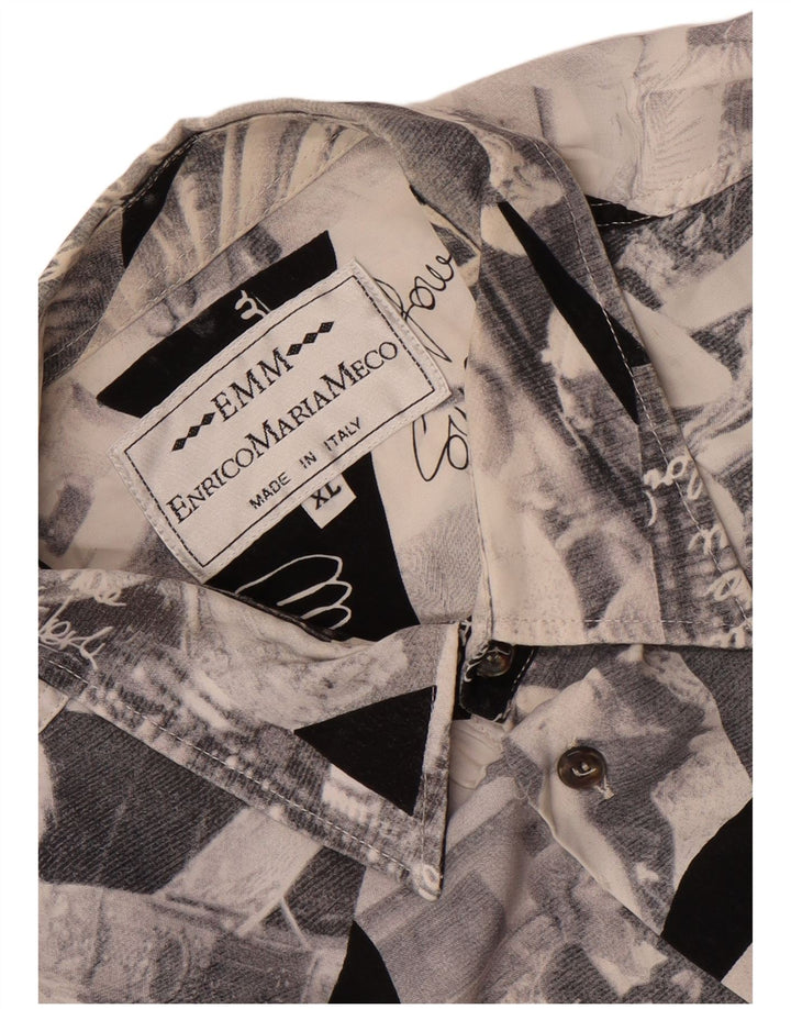 Camicia grafica da uomo vintage XL patchwork grigio