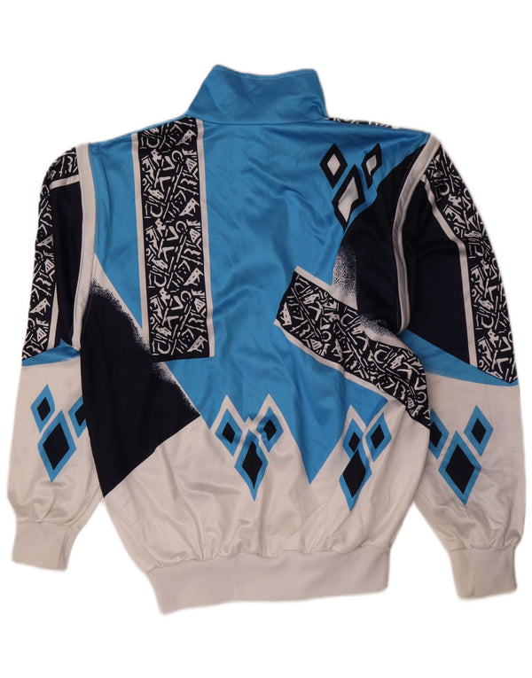 Giacca da ginnastica da uomo vintage grande blu geometrica