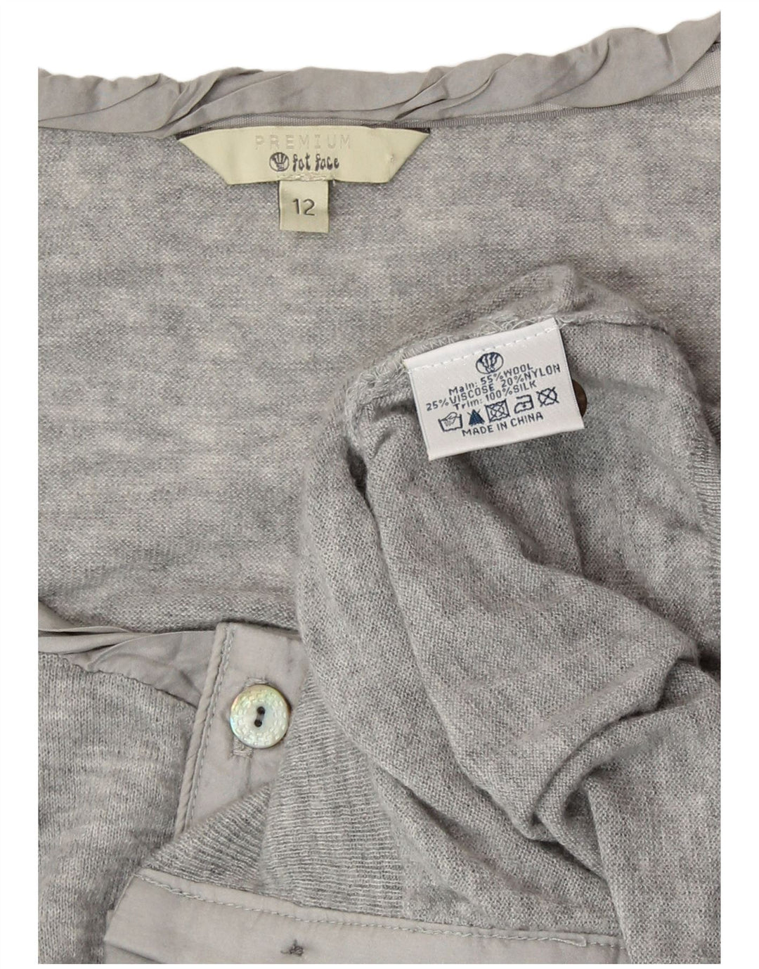 Maglione cardigan da donna Fat Face UK 12 Lana grigio medio