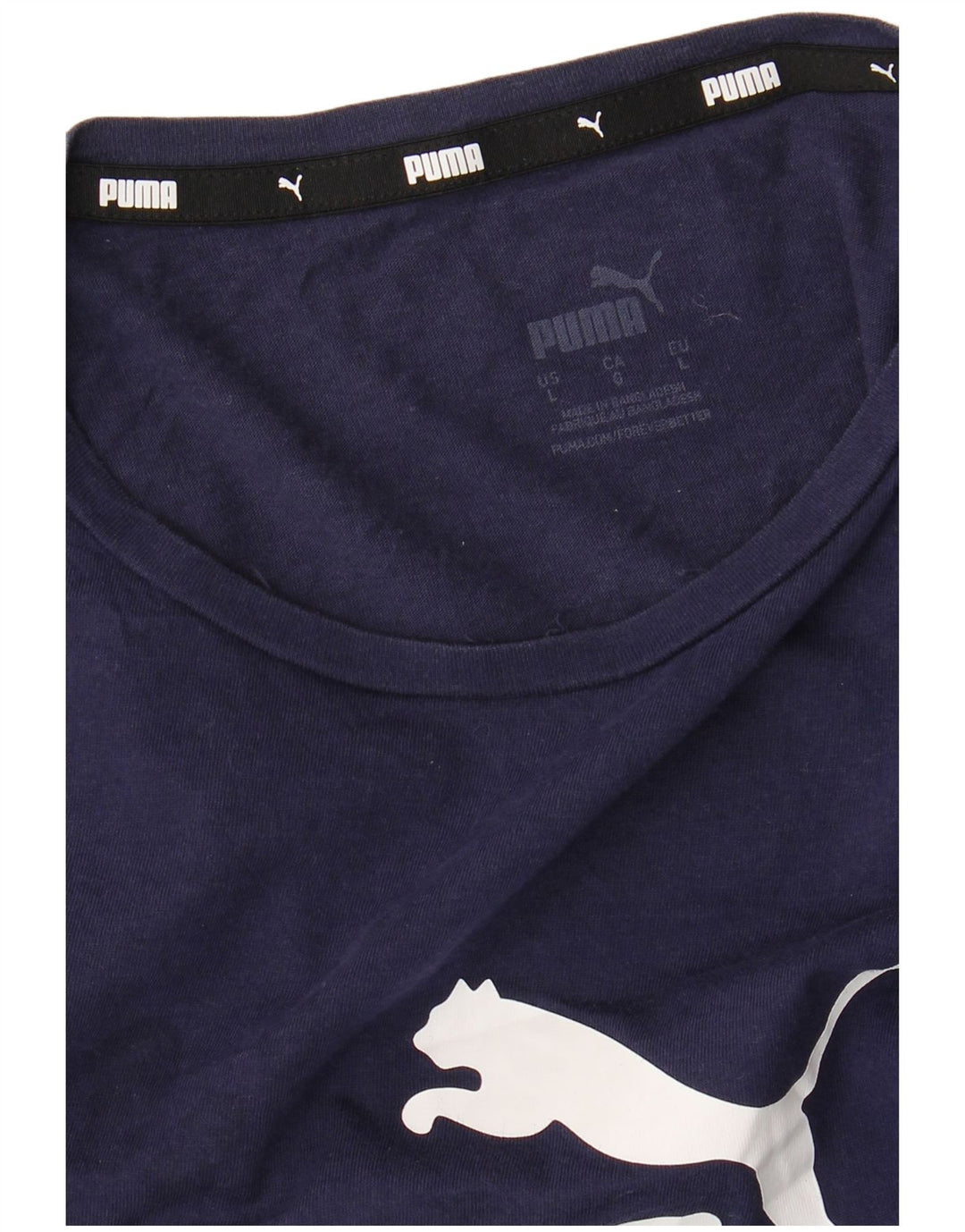 Puma T-shirt grafica da donna Top UK 14 Large Blu Navy