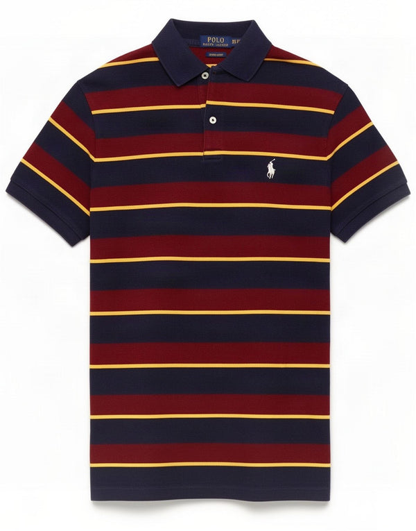 Polo Ralph Lauren Mens Custom Slim Fit Polo Shirt Small Navy Blue Striped