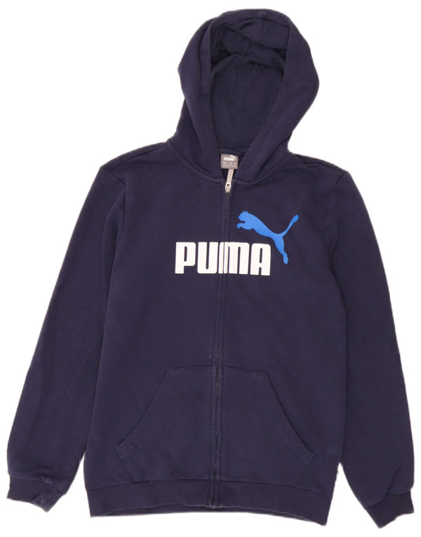 Felpa con cappuccio e zip grafica Puma da bambino 13-14 anni in cotone blu navy