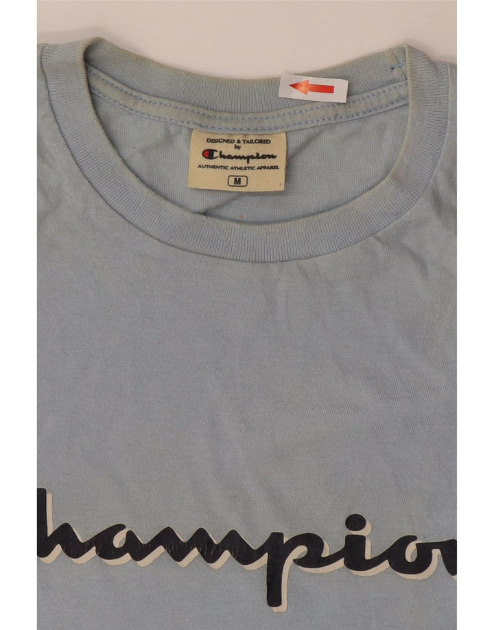 T-shirt grafica da uomo Champion Top in cotone a righe blu medio