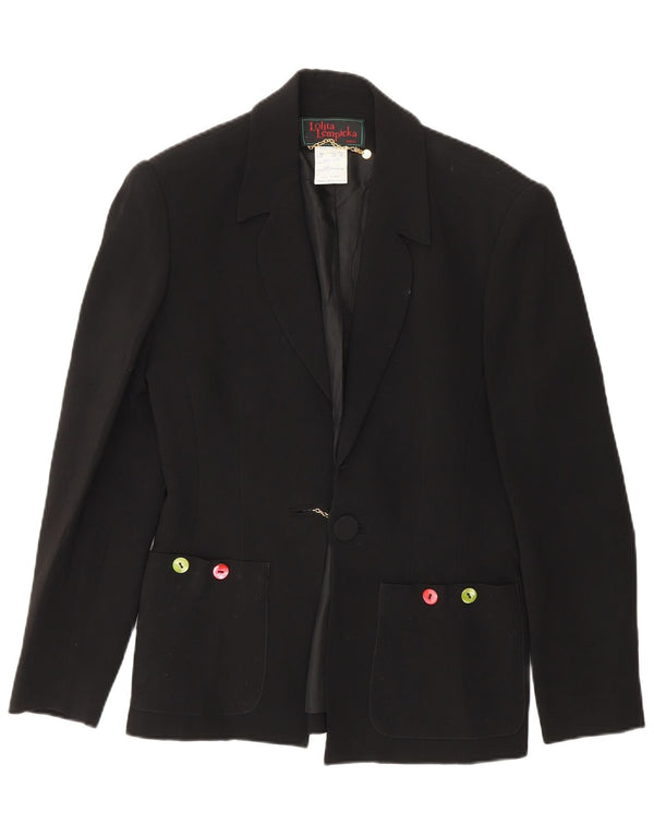 Giacca blazer da donna a 1 bottone Lolita Lempicka UK 12 acetato nero medio