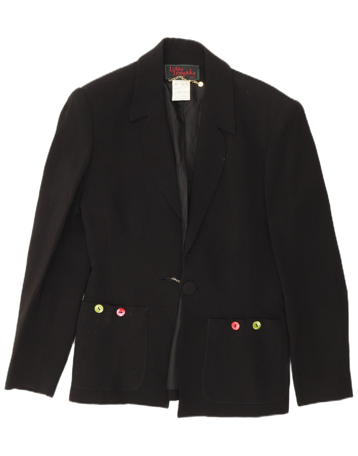 Giacca blazer da donna a 1 bottone Lolita Lempicka UK 12 acetato nero medio