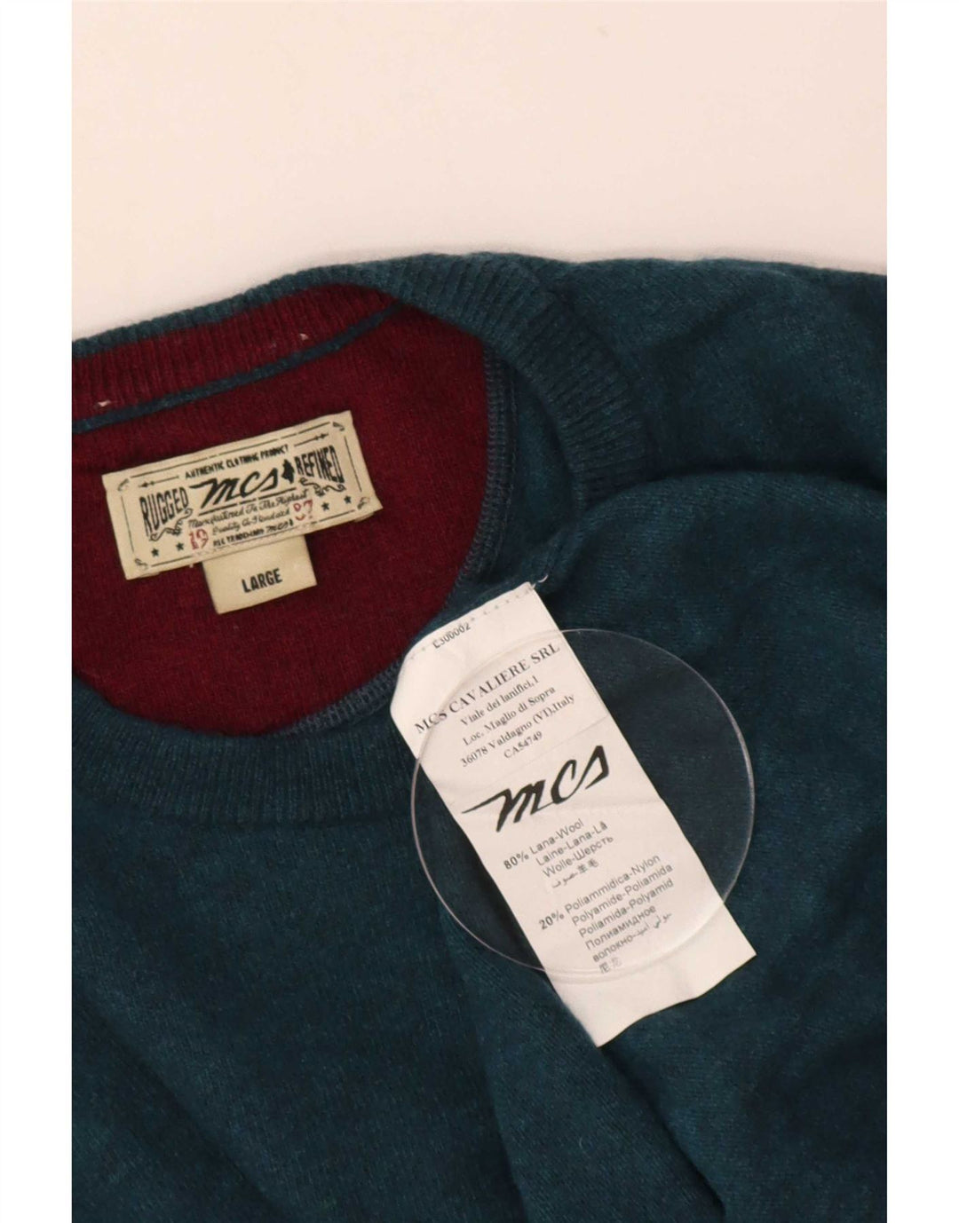 Marlboro Classics Maglione girocollo da uomo in lana blu grande