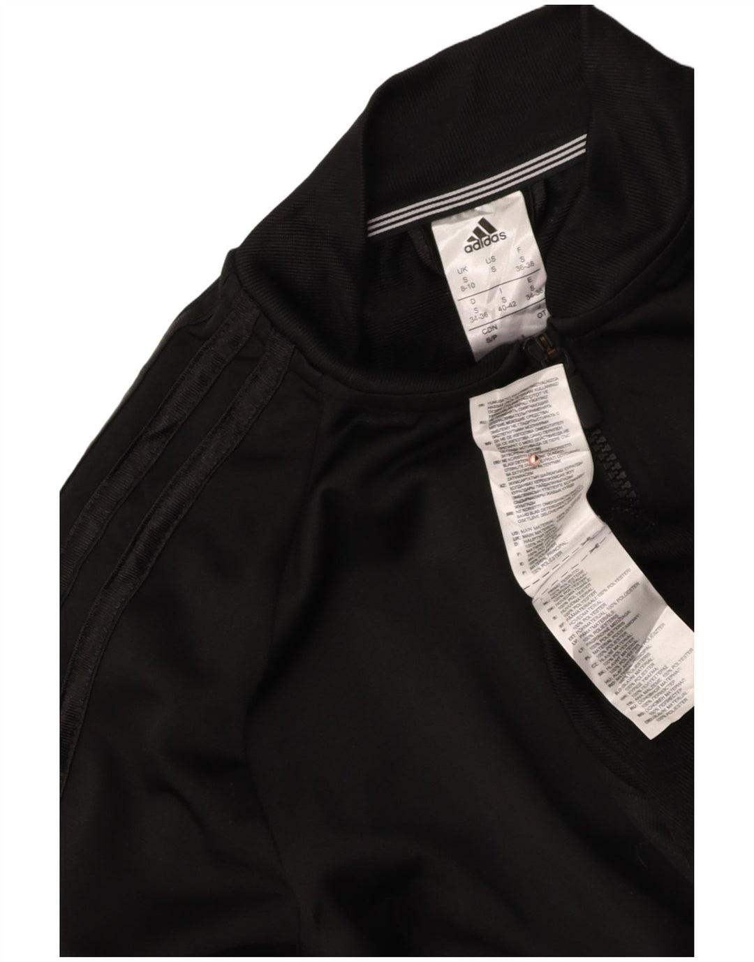 ADIDAS Womens Tracksuit Top Jacket UK 8/10 Small Black Polyester