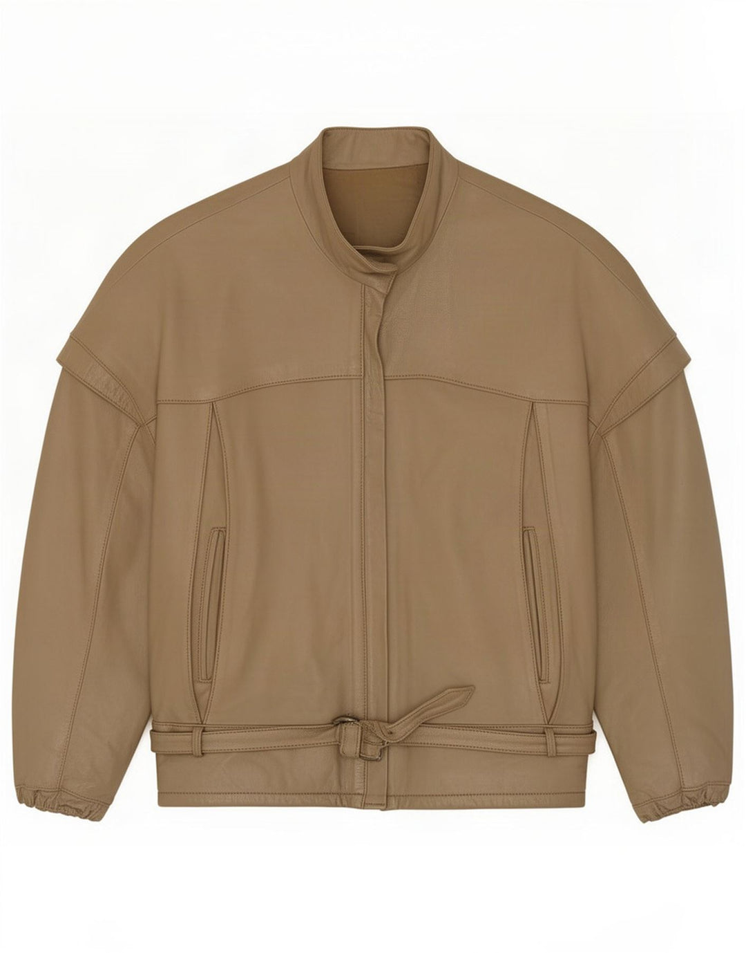 Giacca da corsa vintage in pelle da donna UK 14 Medium Khaki