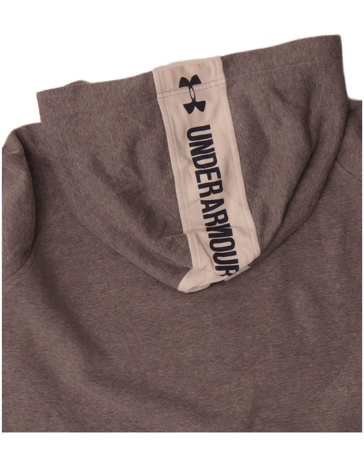 UNDER ARMOUR Maglione con cappuccio grafico da uomo con zip e collo color block grigio medio