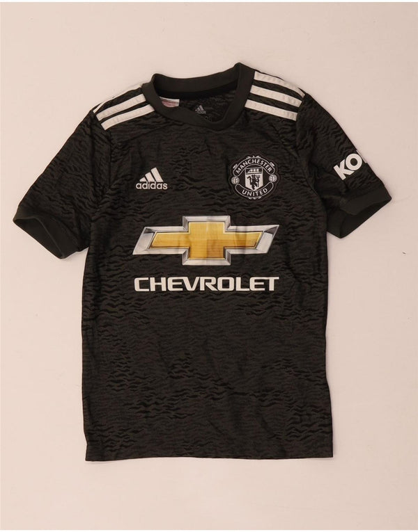 ADIDAS Boys Manchester United Graphic T-Shirt Top 7-8 Years Black