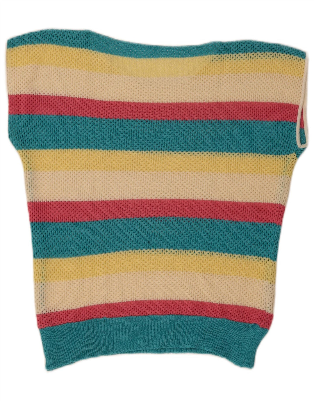Canottiera vintage da donna UK 12 a righe multicolori medie