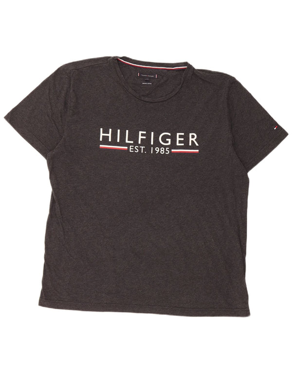 T-shirt grafica da uomo Tommy Hilfiger Top 2XL cotone grigio