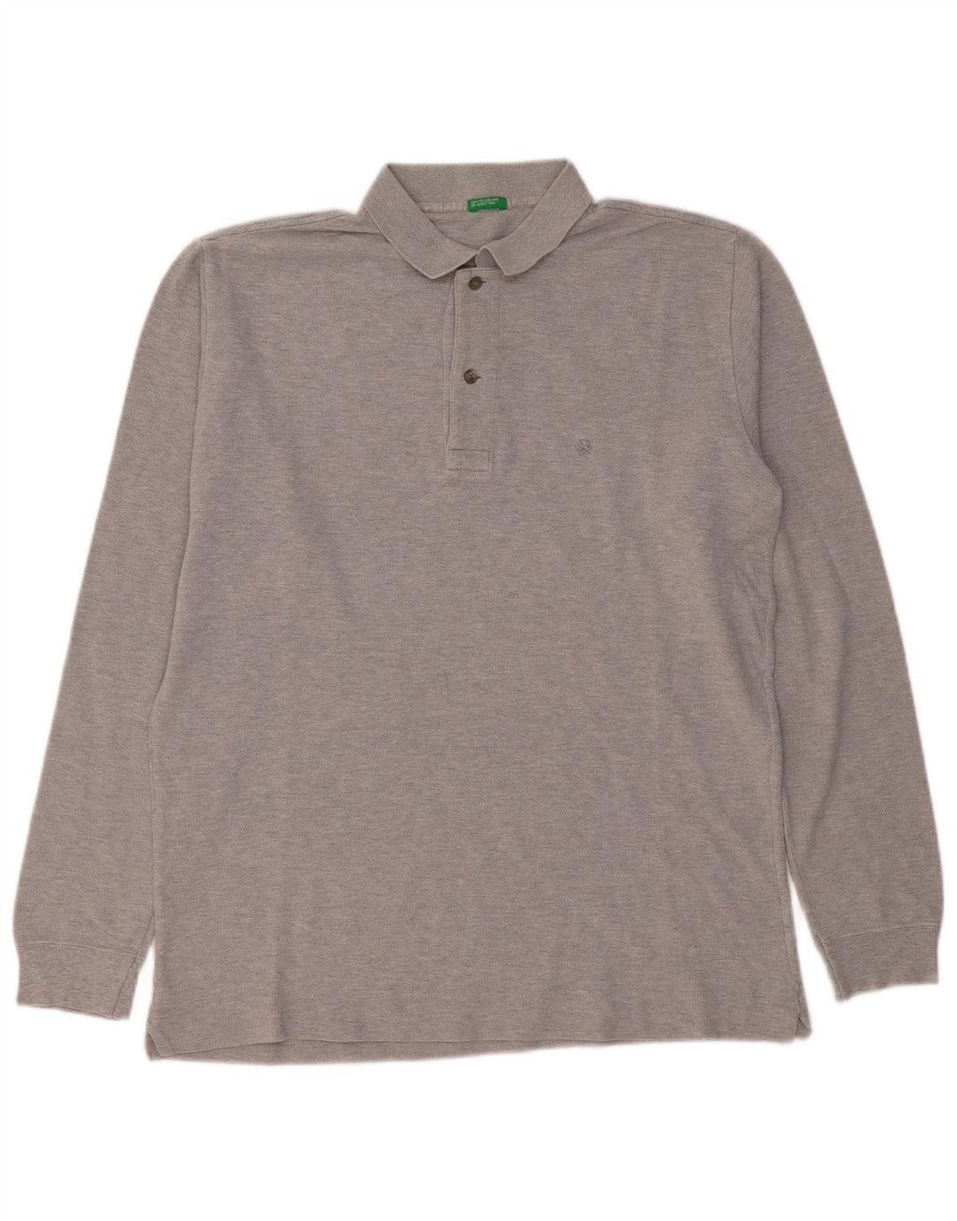 Polo da uomo a maniche lunghe BENETTON grigio medio chiazzato