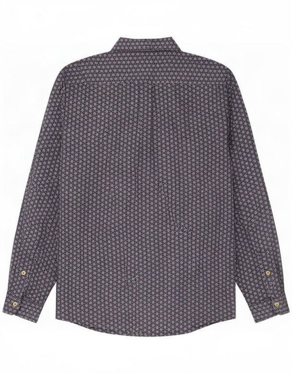 Camicia da uomo classica piuttosto verde, vestibilità classica, in cotone geometrico blu