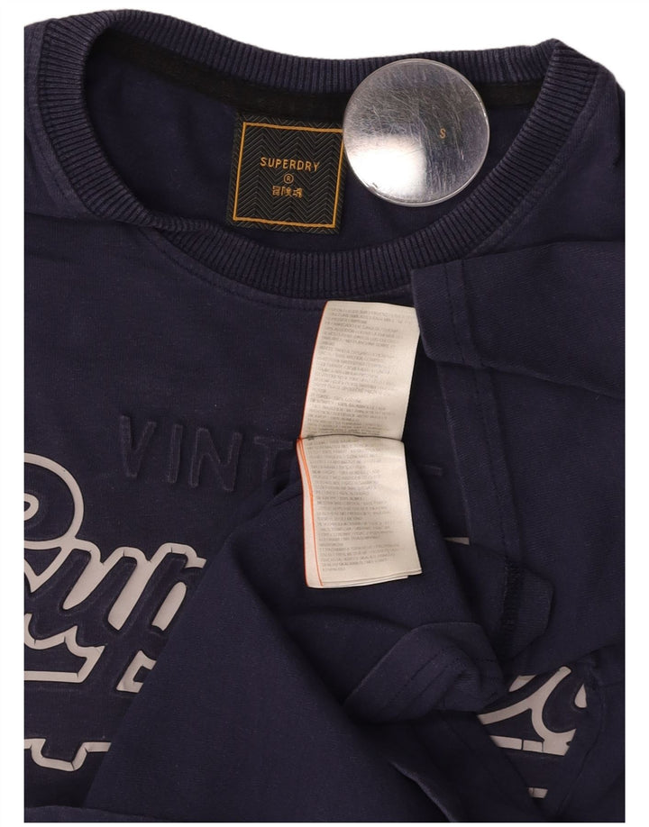 T-shirt grafica da uomo SUPERDRY Top piccola in cotone blu navy