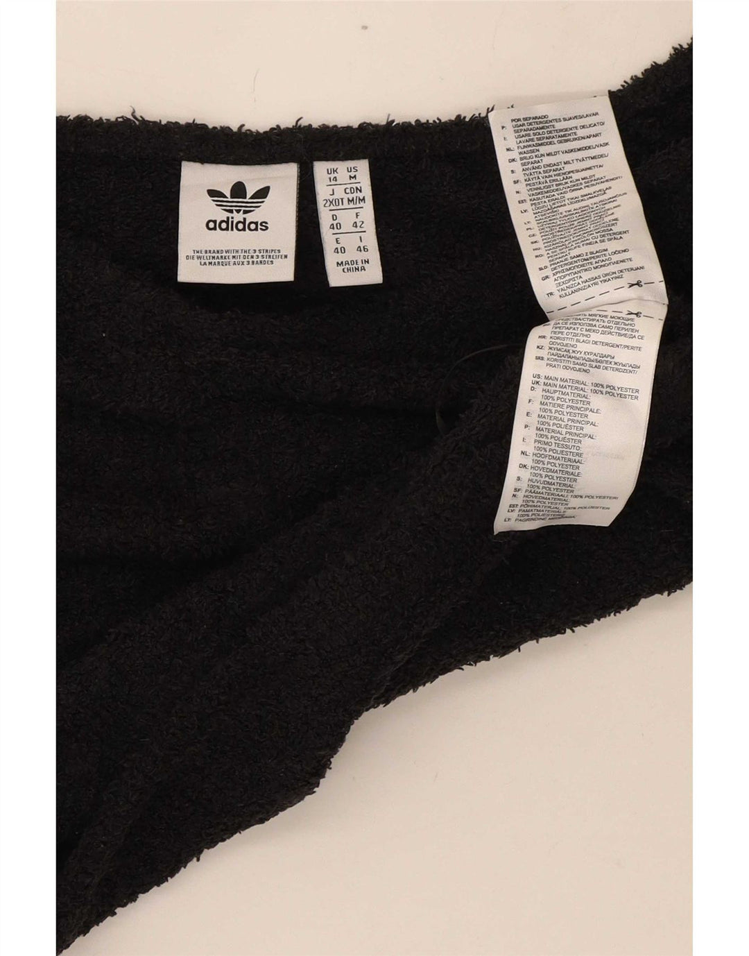 Top corto in pile da donna con spalle scoperte Adidas UK 14 poliestere nero medio