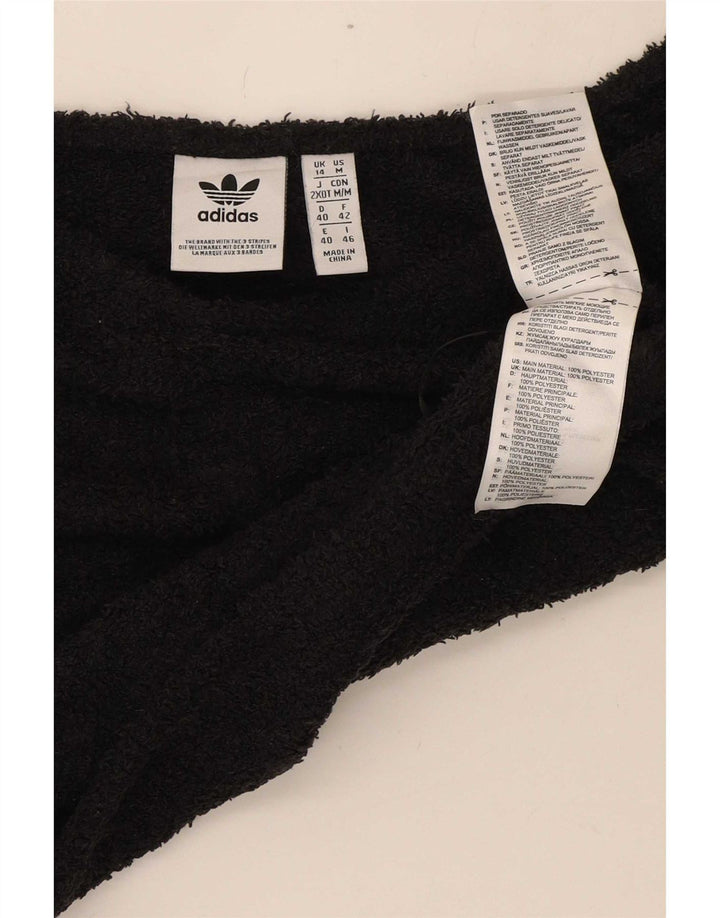 Top corto in pile da donna con spalle scoperte Adidas UK 14 poliestere nero medio