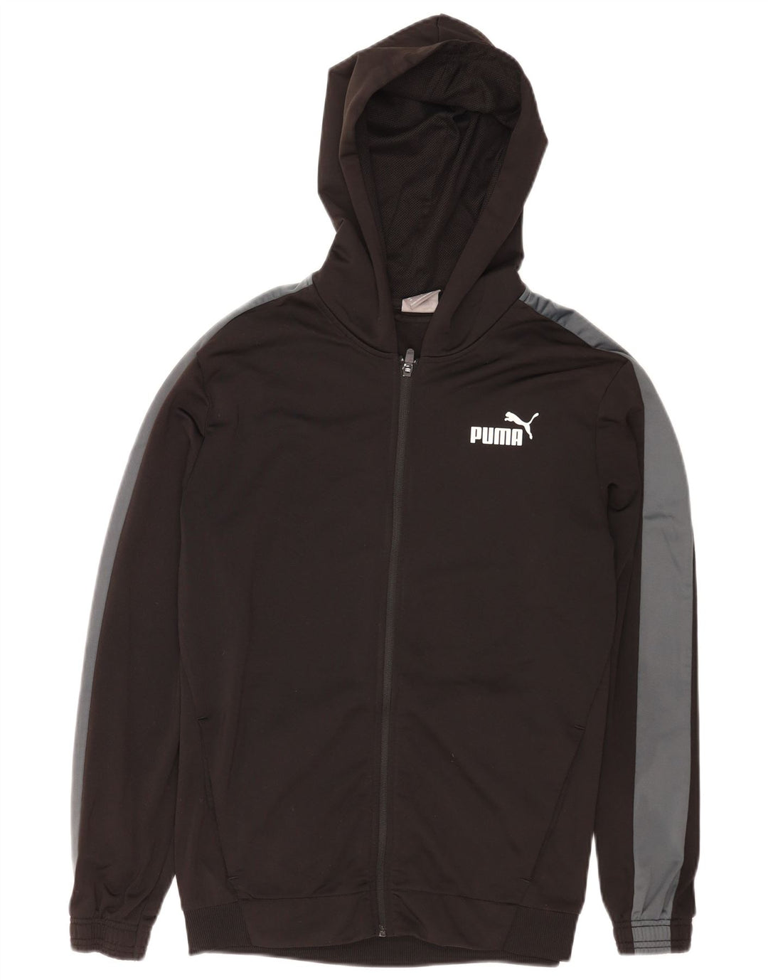 Felpa con cappuccio e zip da uomo Puma, media, nera, in poliestere color block, sportiva