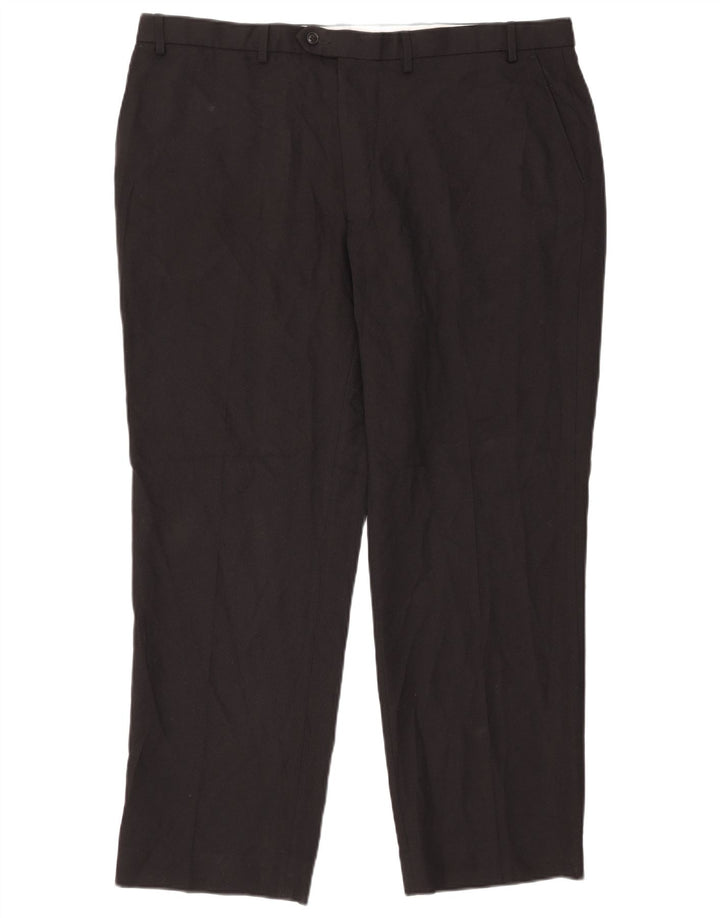 Pantaloni da abito dritti da uomo Marks & Spencer W42 L31 poliestere nero