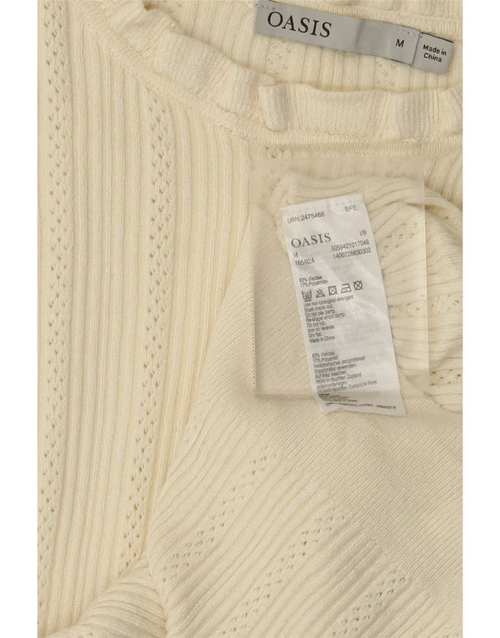 Top da donna Oasis a maniche lunghe UK 12 Viscosa medio bianco sporco