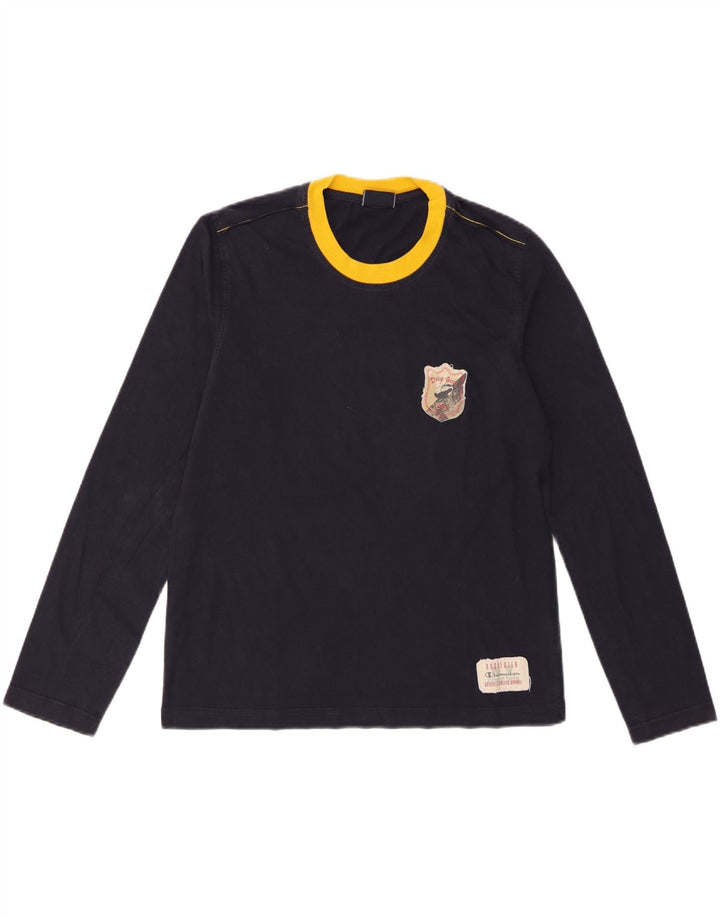 Champion Top da uomo con grafica muscolare a maniche lunghe, colore blu navy medio