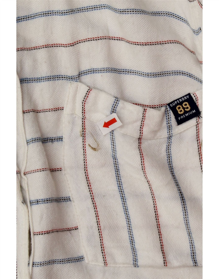 SUPERDRY Womens Shirt UK 16 Large White Striped Viscose Vintage Superdry and Second-Hand Superdry from Messina Hembry 