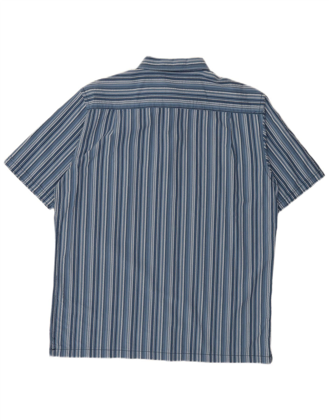 JAMES PRINGLE Mens Short Sleeve Shirt Large Blue Striped Cotton