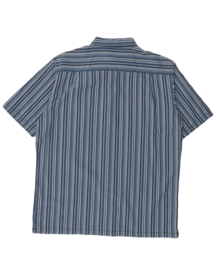 JAMES PRINGLE Mens Short Sleeve Shirt Large Blue Striped Cotton