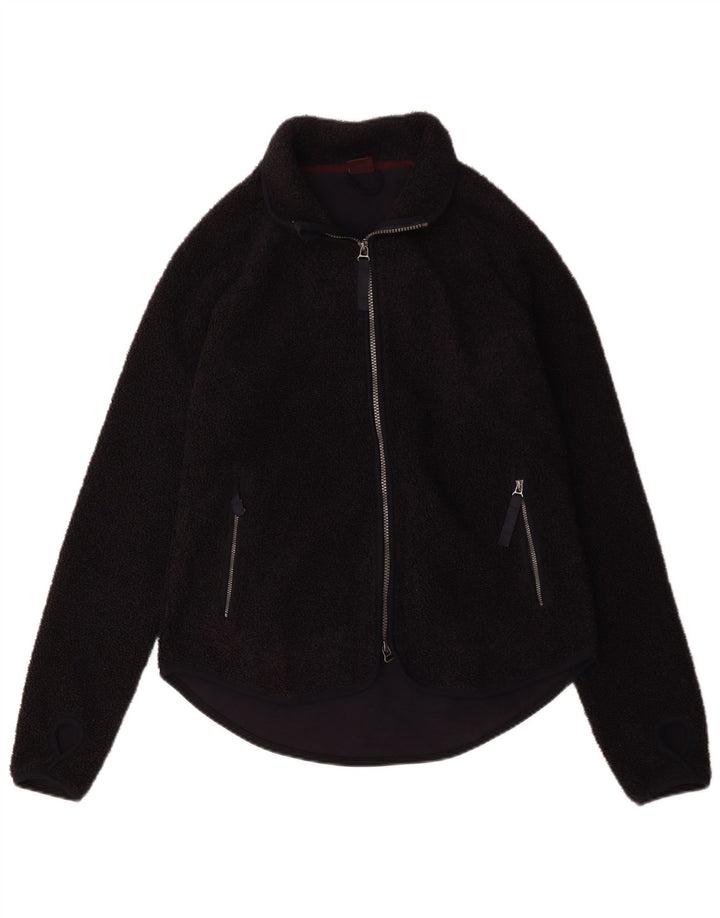 Giacca in pile vintage da donna UK 14 medio blu navy