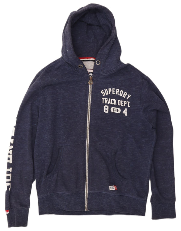 Felpa con cappuccio e zip grafica da uomo Superdry 2XL in cotone blu navy