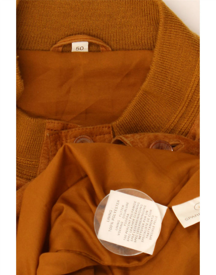 Giubbotto bomber in pelle scamosciata vintage da uomo EU 50 grande in pelle marrone