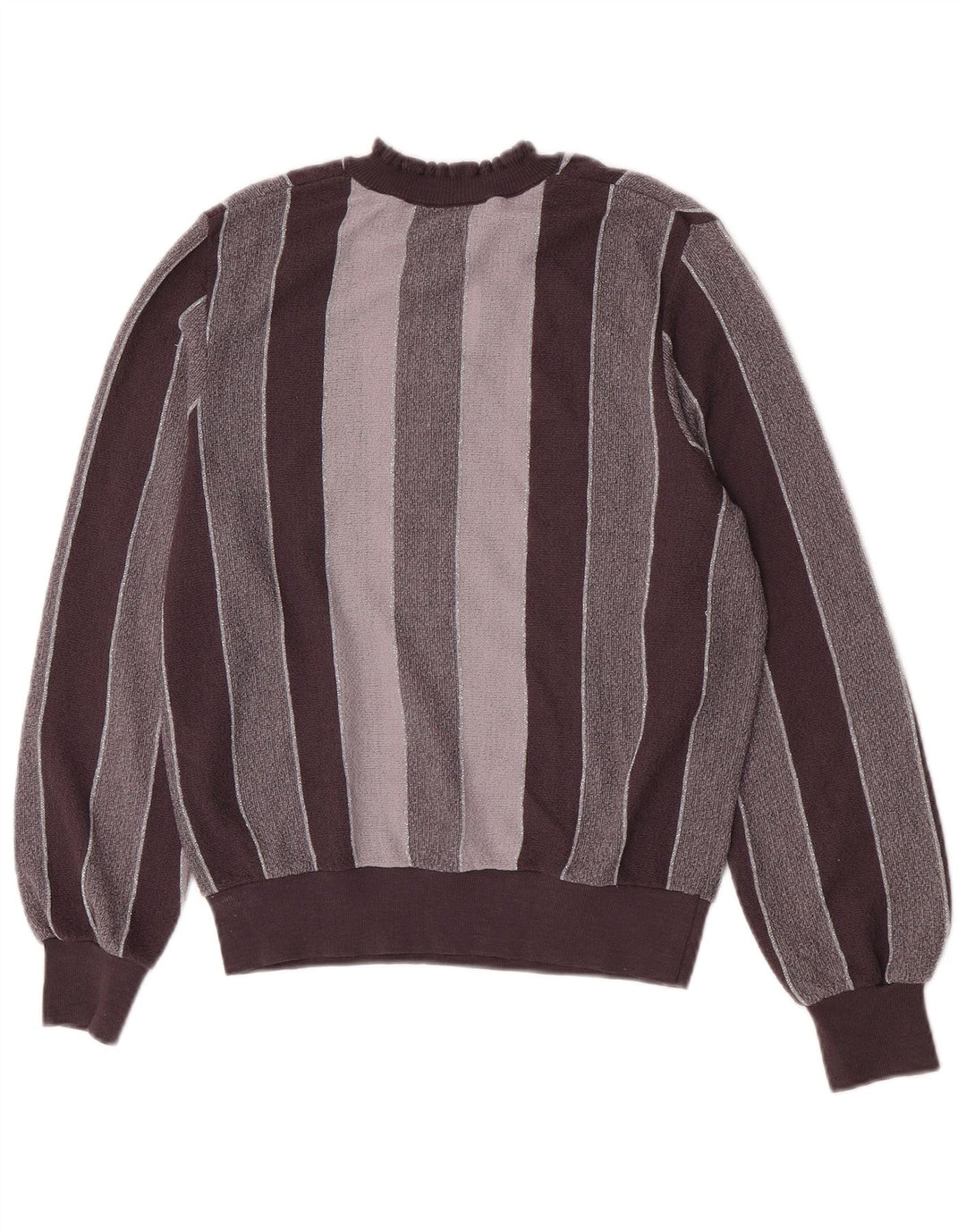 Maglione vintage da donna con collo alto e collo alto IT 44 Acrilico a righe grigio medio
