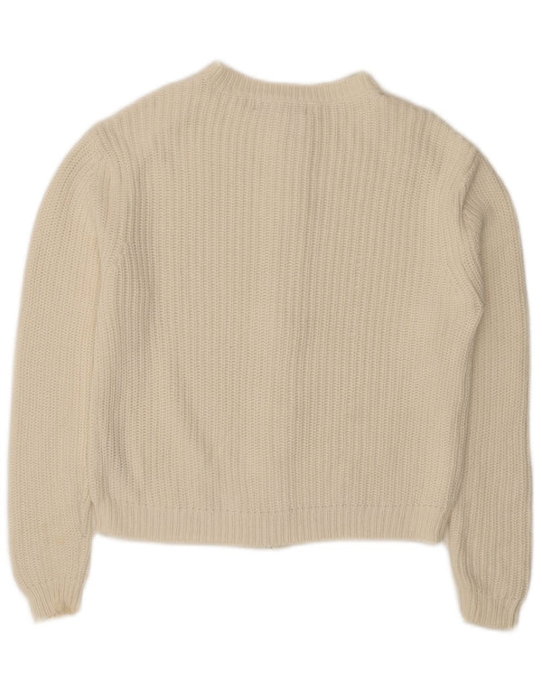 Maglione cardigan con zip intera da donna Marks & Spencer UK 14 cotone bianco medio