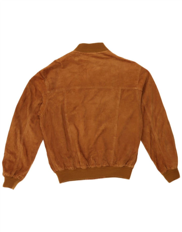 Giubbotto bomber vintage in pelle scamosciata da uomo IT 54 2XL in pelle marrone