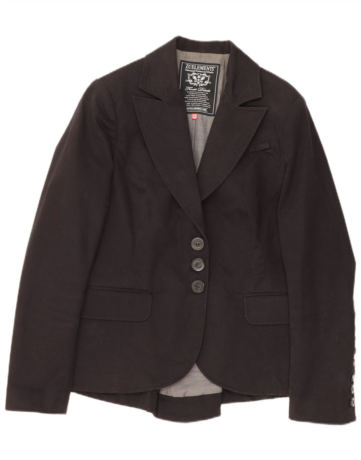 Giacca blazer a 3 bottoni da donna Zu Elements IT 46 grande cotone nero