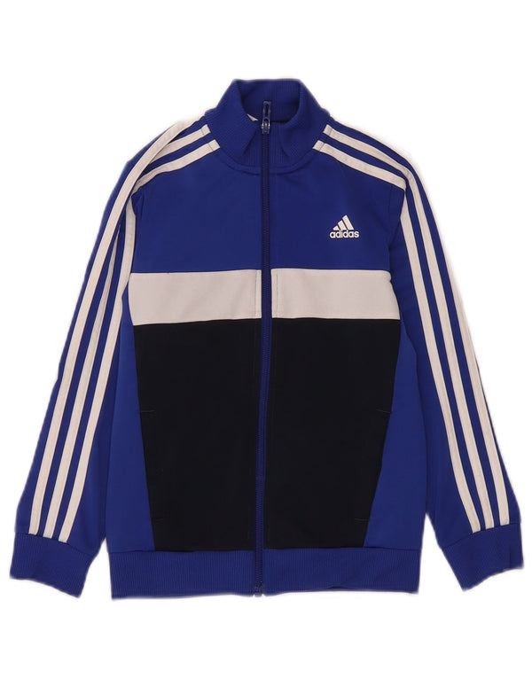 Giacca da tuta da ragazzo Adidas 7-8 anni in poliestere color block blu