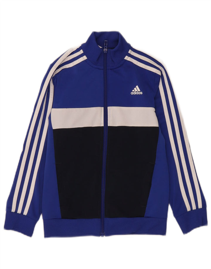 Giacca da tuta da ragazzo Adidas 7-8 anni in poliestere color block blu