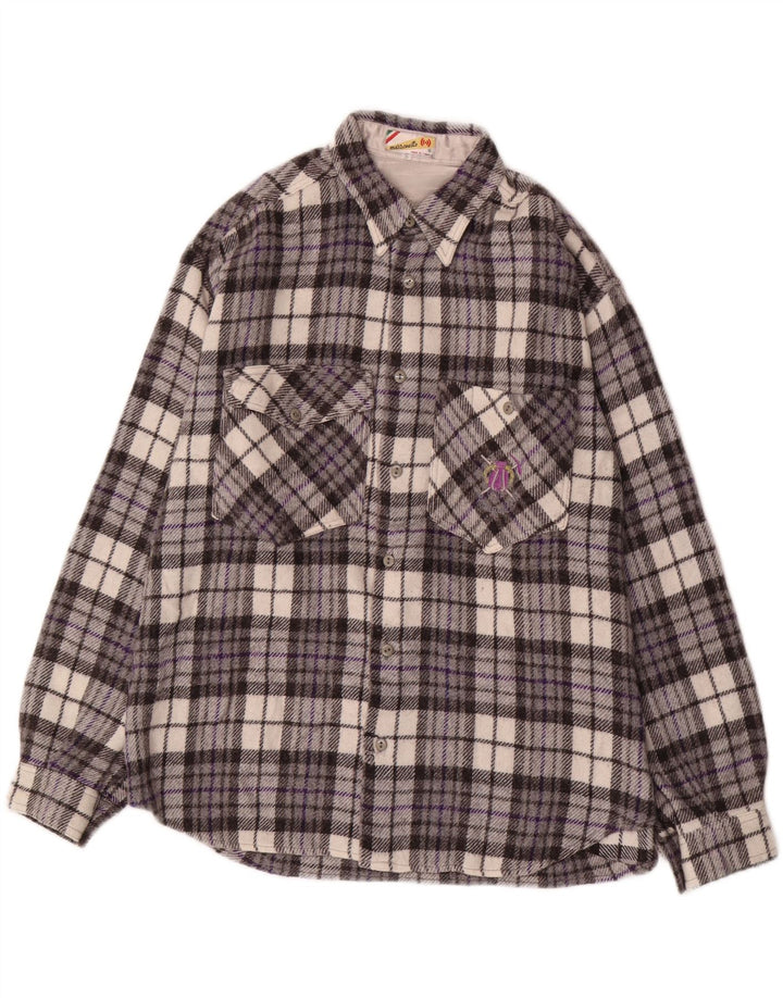 MAZZONETTO Camicia Uomo in Flanella a Quadri Piccoli Grigi in Lana