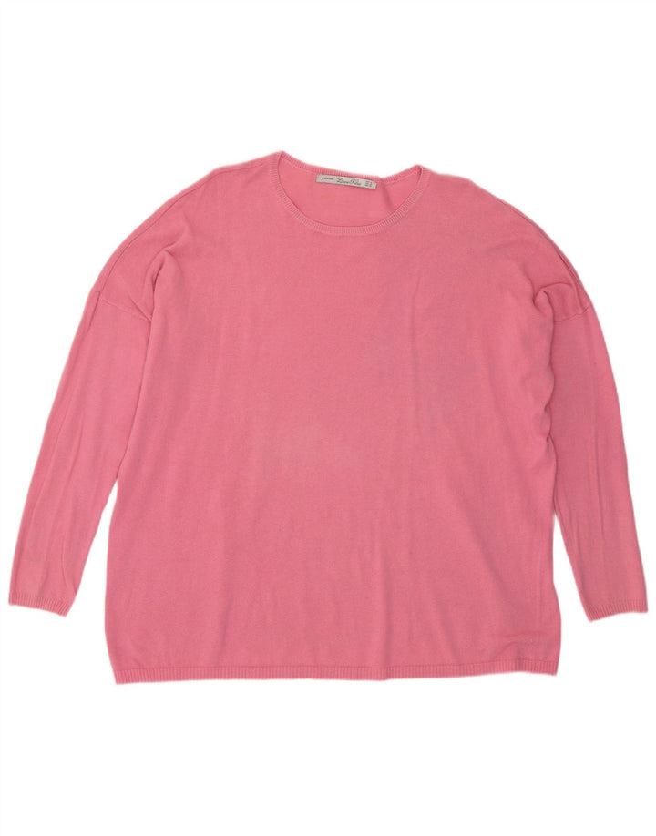 Maglione maglione girocollo oversize da donna Zara UK 14 Rosa medio