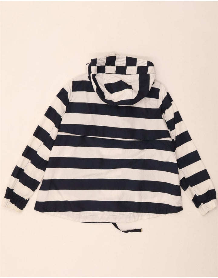 Giacca antipioggia con cappuccio da donna Zara UK 14 poliestere a righe blu navy medio