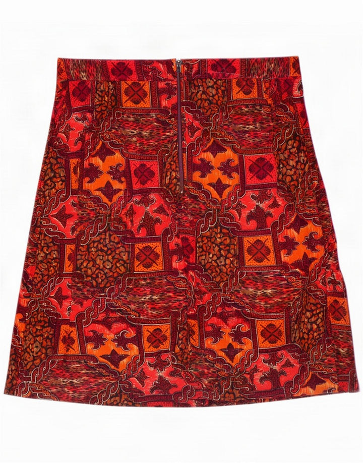 Gonna midi vintage da donna grande W34 multicolore geometrica