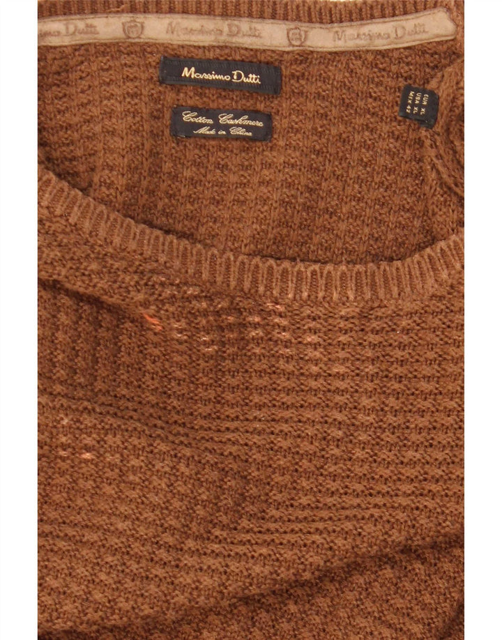 Maglione maglione girocollo da uomo Massimo Dutti XL in cotone marrone