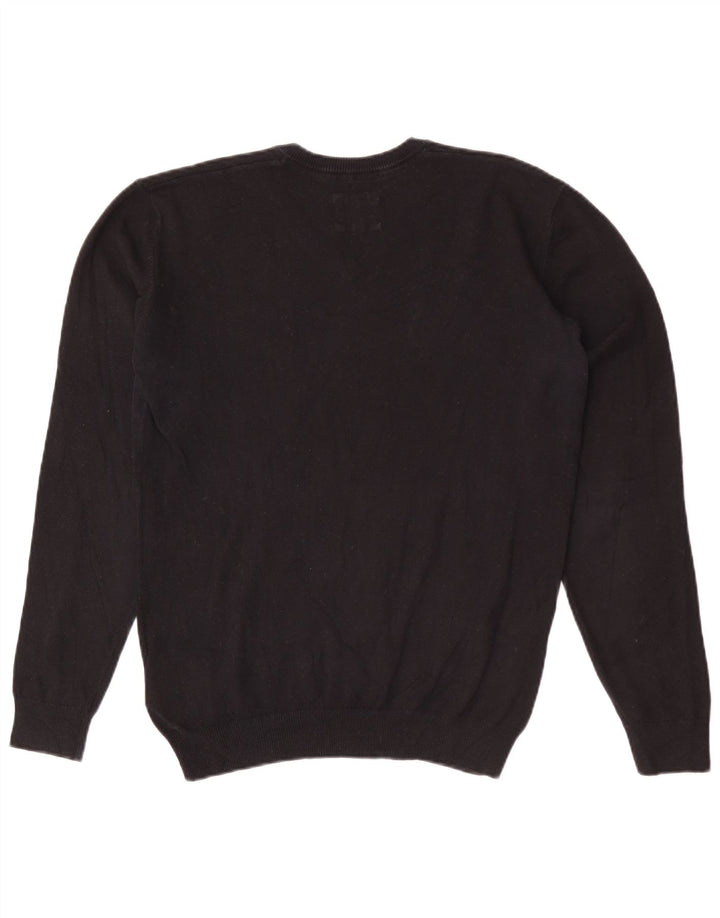 Maglione da uomo con scollo a V Wrangler in cotone nero medio