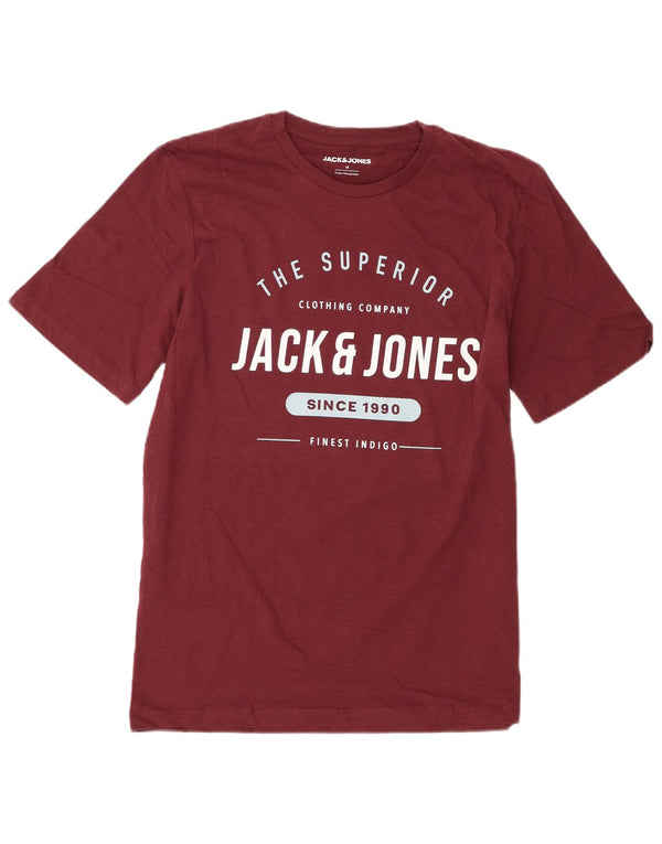 T-shirt grafica da uomo Jack & Jones Top in cotone bordeaux medio